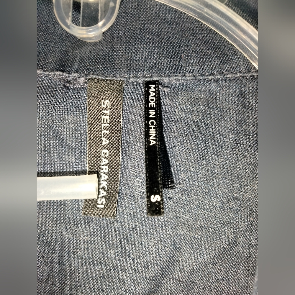 Stella Carakasi (Size S) Navy Blue 100% Hemp Button Down Front Tiburon Tunic Top - Picture 2 of 15